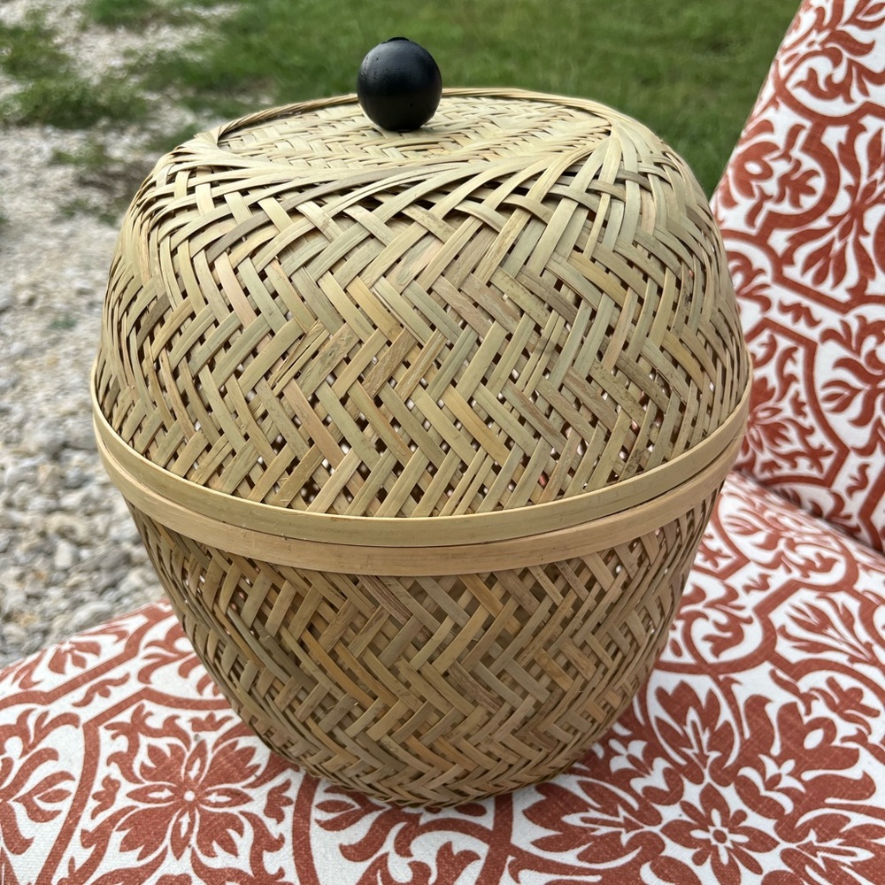 Woven Bamboo Basket with Lid